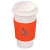 DA7437
	-NYC PLASTIC CUP WITH NEOPRENE SLEEVE-White cup with Orange sleeve